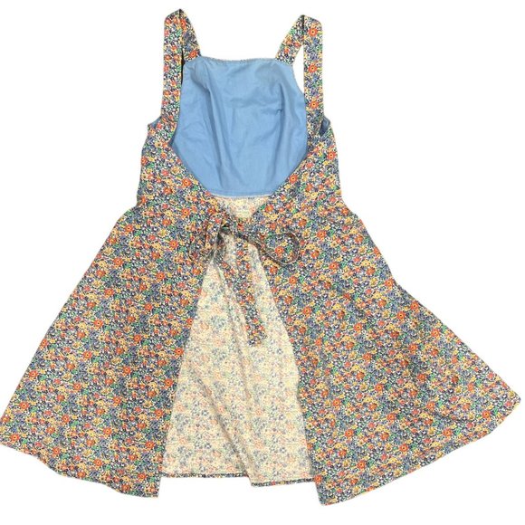 Vintage Lanz Originals Canvas Like Floral‎ Apron W Pockets Tie In Back One Size - Picture 6 of 7